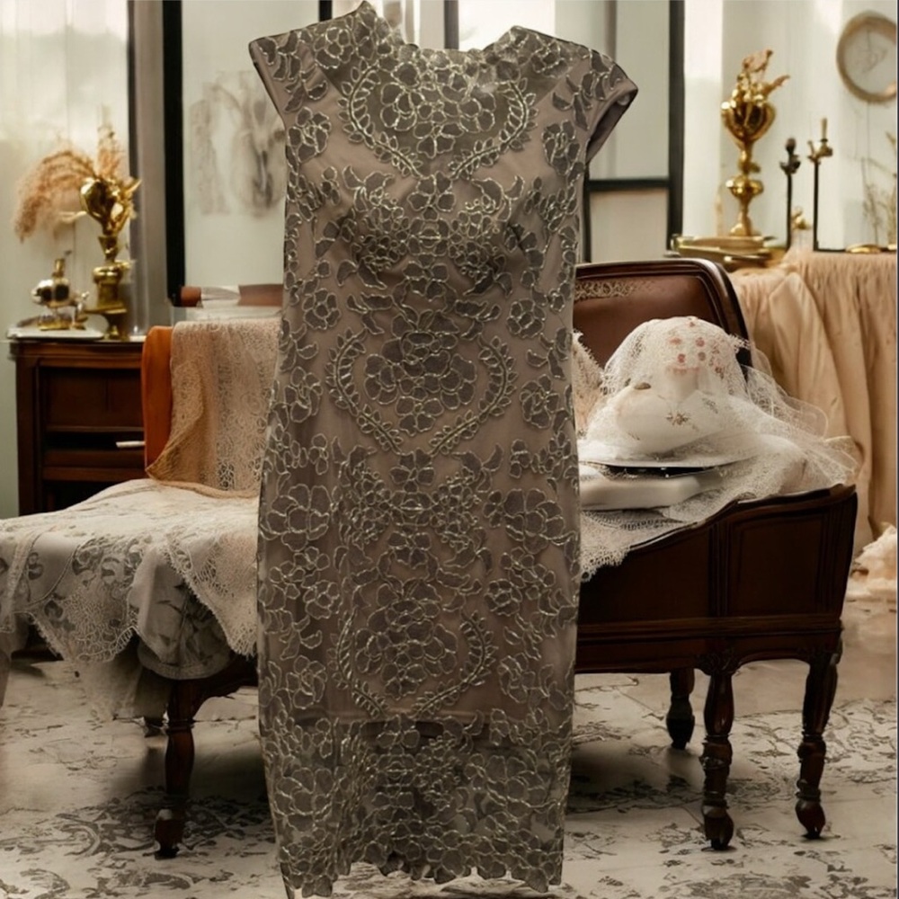 Tadashi Shoji Brown Lace Mini Dress - Picture 2 of 11